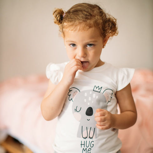 Girls summer pajama set koala t-shirt + Grey shorts